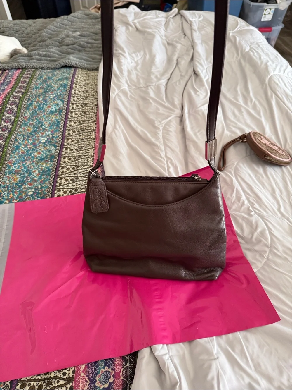 Jacqueline Ferrar Chocolate Brown Leather Shoulder Bag with Tag